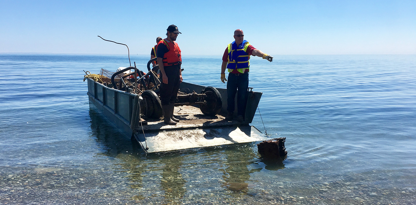 TRCA team members conduct water quality monitoring in Toronto harbour