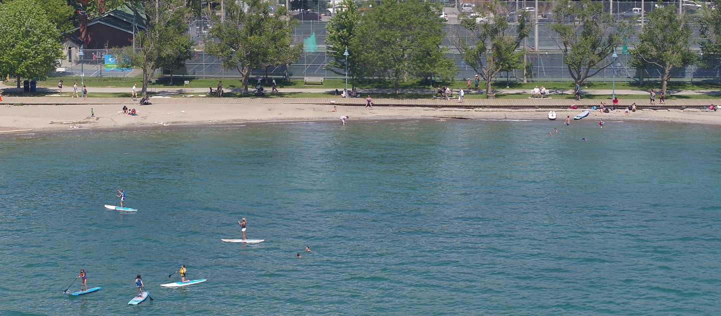 paddle boarders at Kew Beach in Toronto